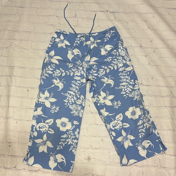 LAUREN RALPH LAUREN vintage y2k Floral Blue and White   cropped Pants 6 petite - Picture 12 of 16
